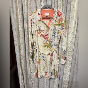 Evy’s Tree The Amy Dress 1X Floral Button Front Shirt Dress Belted